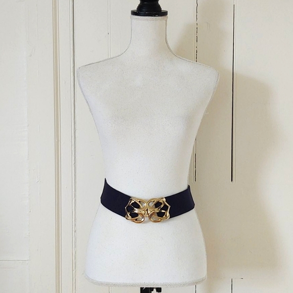 Vintage Accessories - 🔥HP🔥Retro Vtg Abstract Statement BuckleBelt Navy Blue